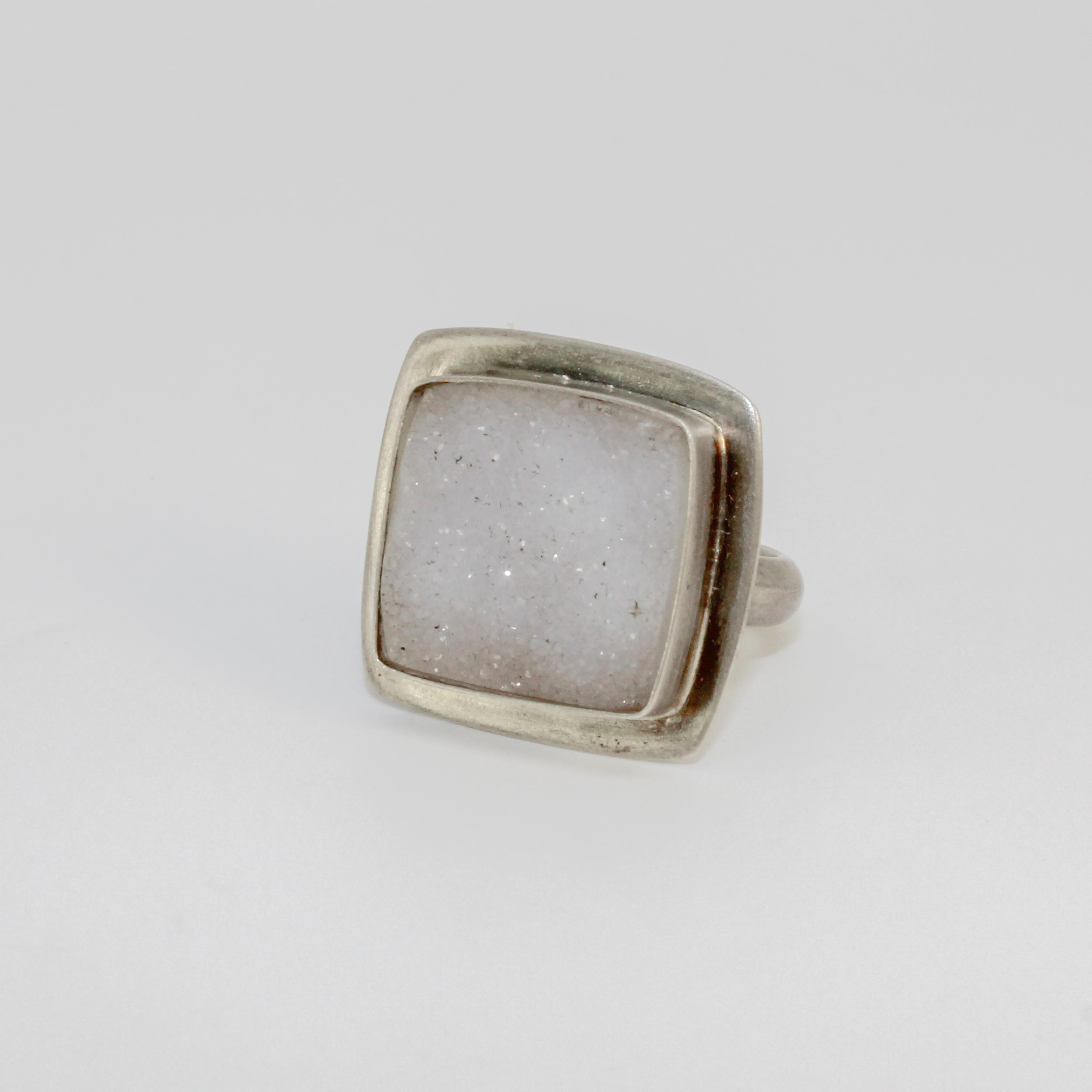 White Sapphire Druzy Ring by Rina Young