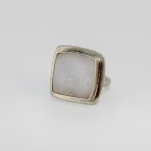 White Sapphire Druzy Ring by Rina Young