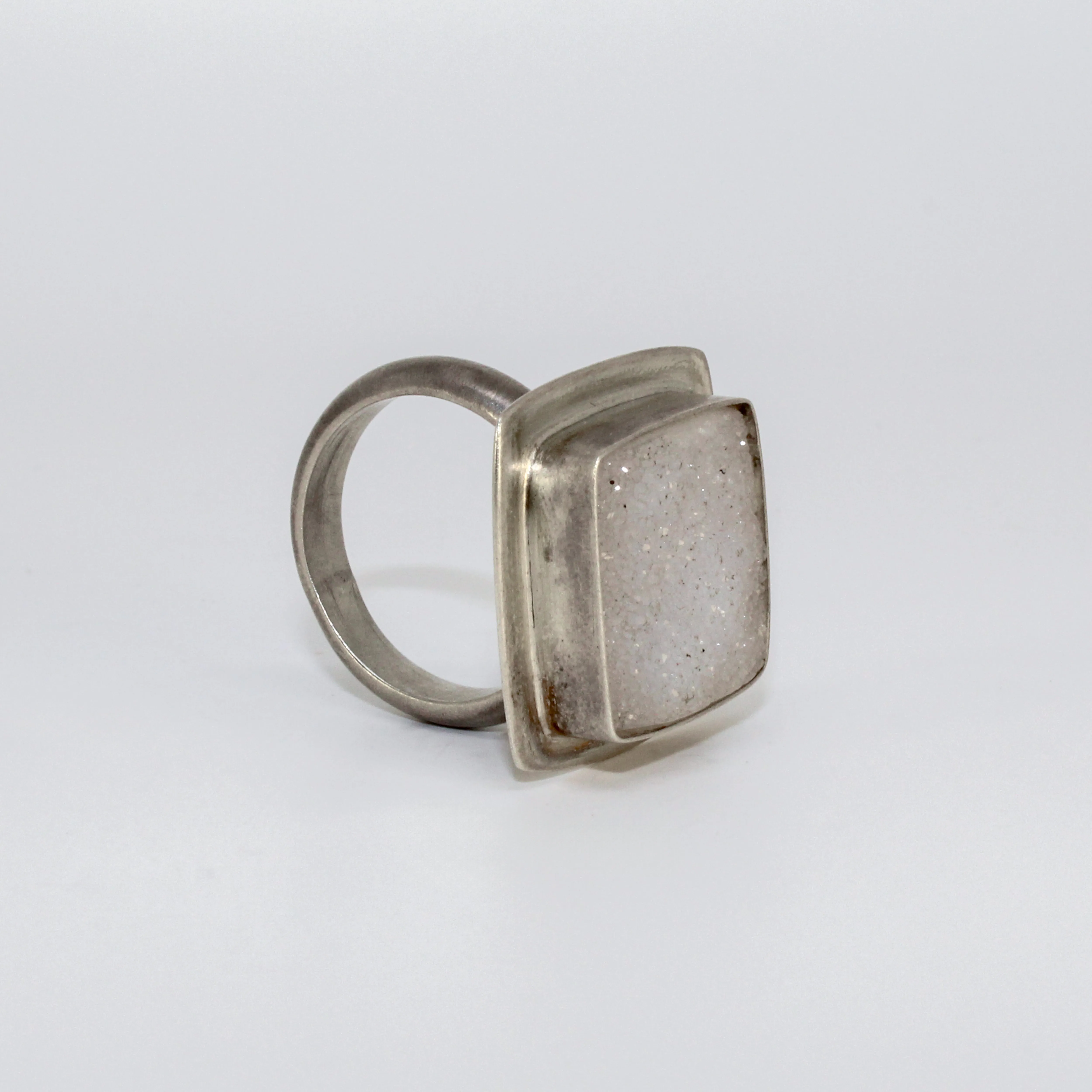 White Sapphire Druzy Ring by Rina Young
