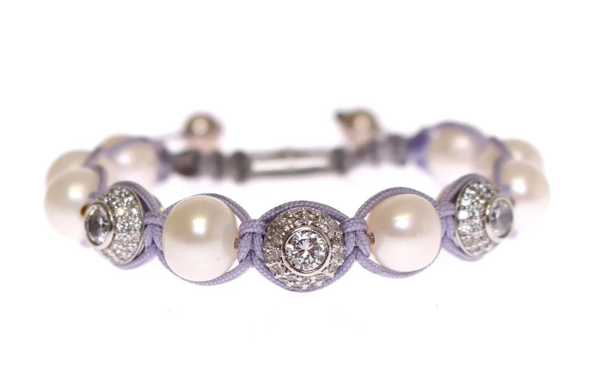 White Sea Pearls CZ 925 Silver Bracelet