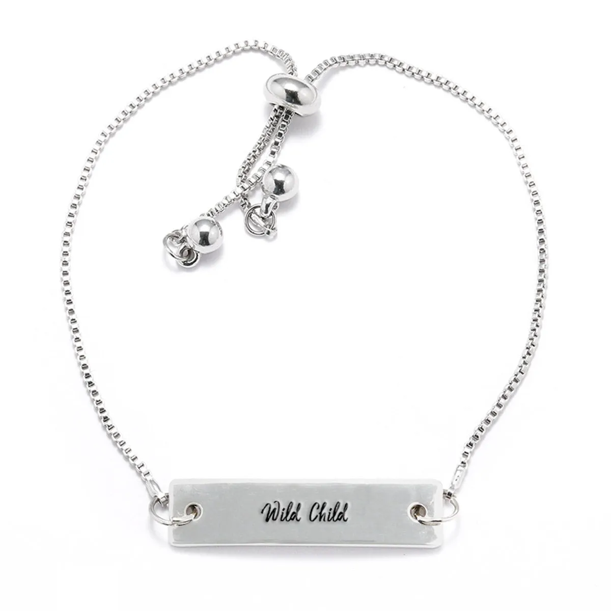 Wild Child Silver Bar Adjustable Bracelet