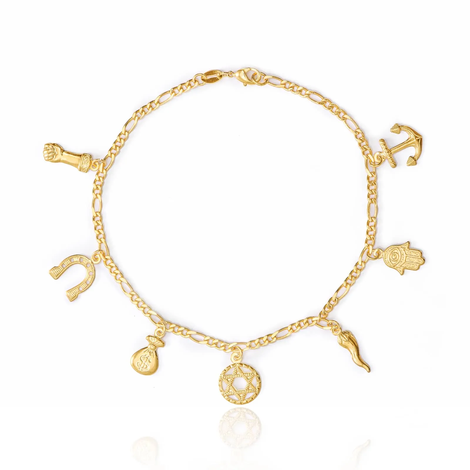 Women Mega Lucky Charm Bracelet 7 Amulets Good Luck and Evil Eye Protection