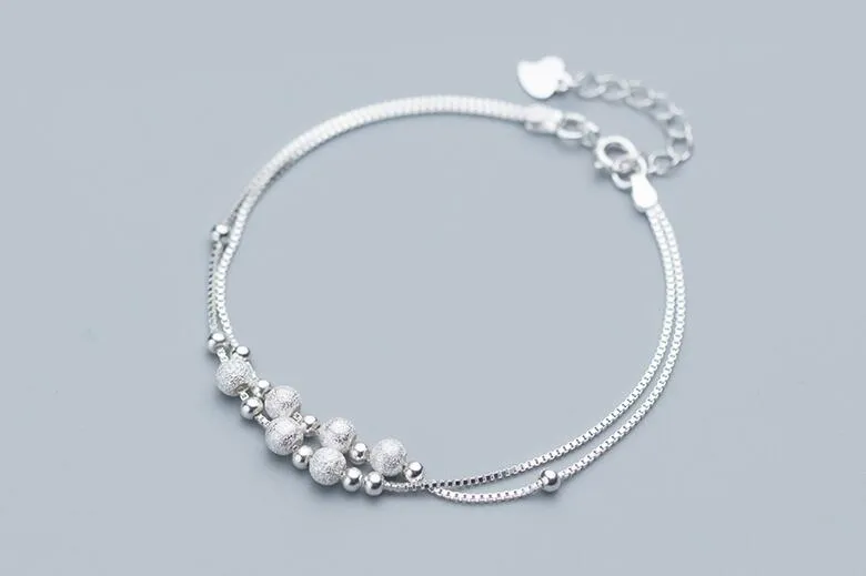 Womens 100% real. 925 Sterling silver Fine Jewelry Silver Bracelet Brushed & Polished