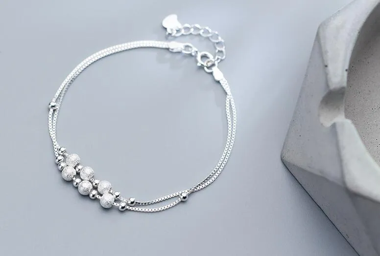 Womens 100% real. 925 Sterling silver Fine Jewelry Silver Bracelet Brushed & Polished