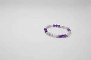 Women's Amethyst, Moonstone, and Silver Beads Bracelet