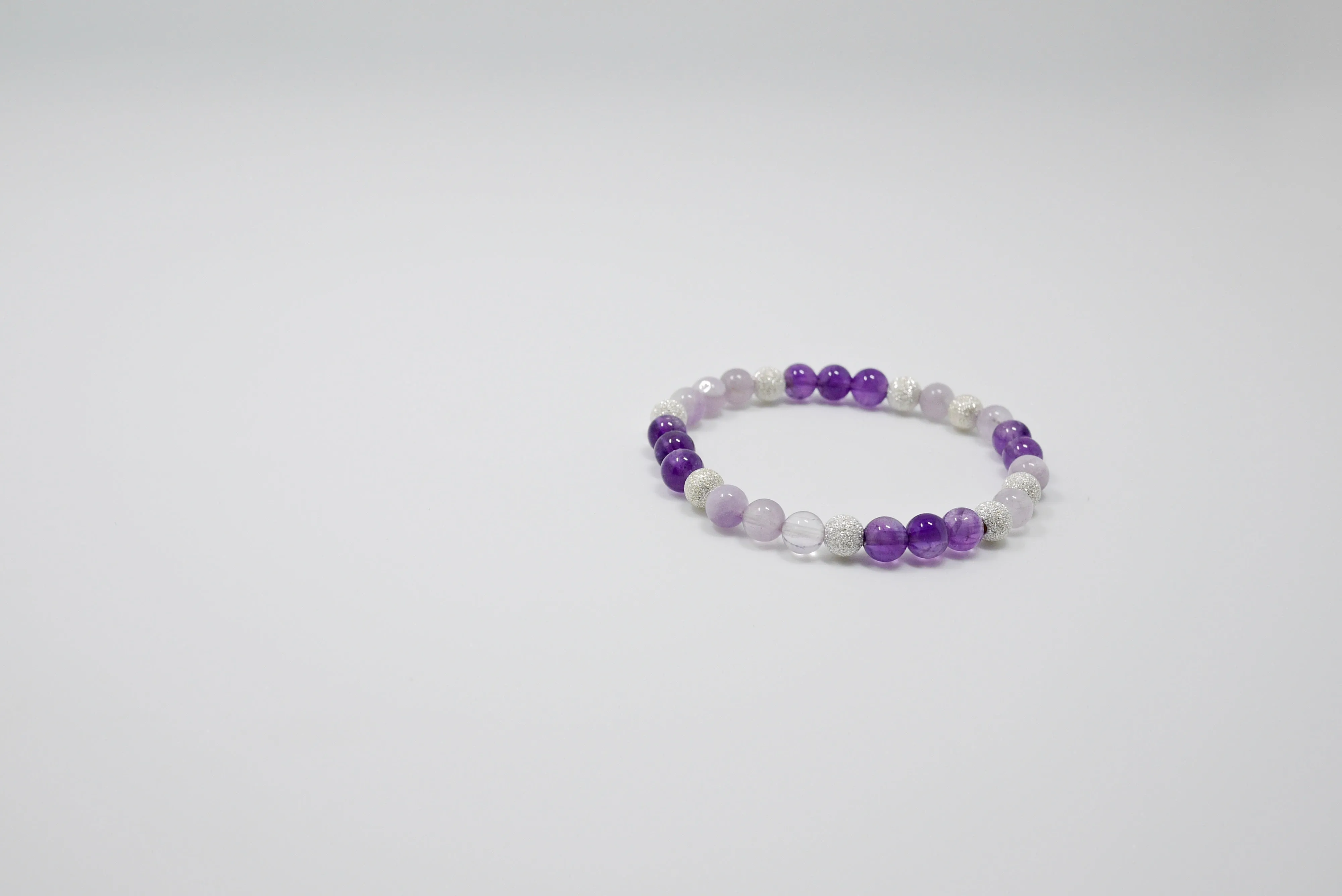 Women's Amethyst, Moonstone, and Silver Beads Bracelet