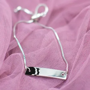 Women's March Logo Silver Bar Adjustable Bracelet