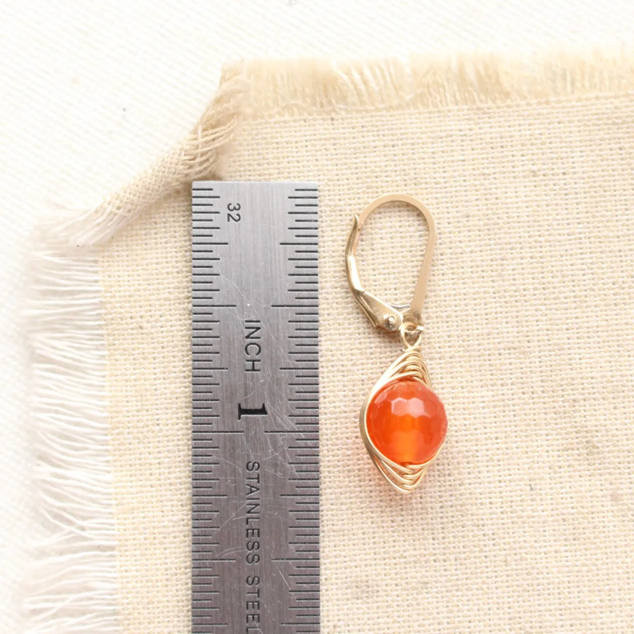 Wrapped Carnelian Gold Earrings