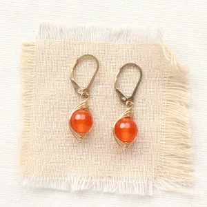 Wrapped Carnelian Gold Earrings