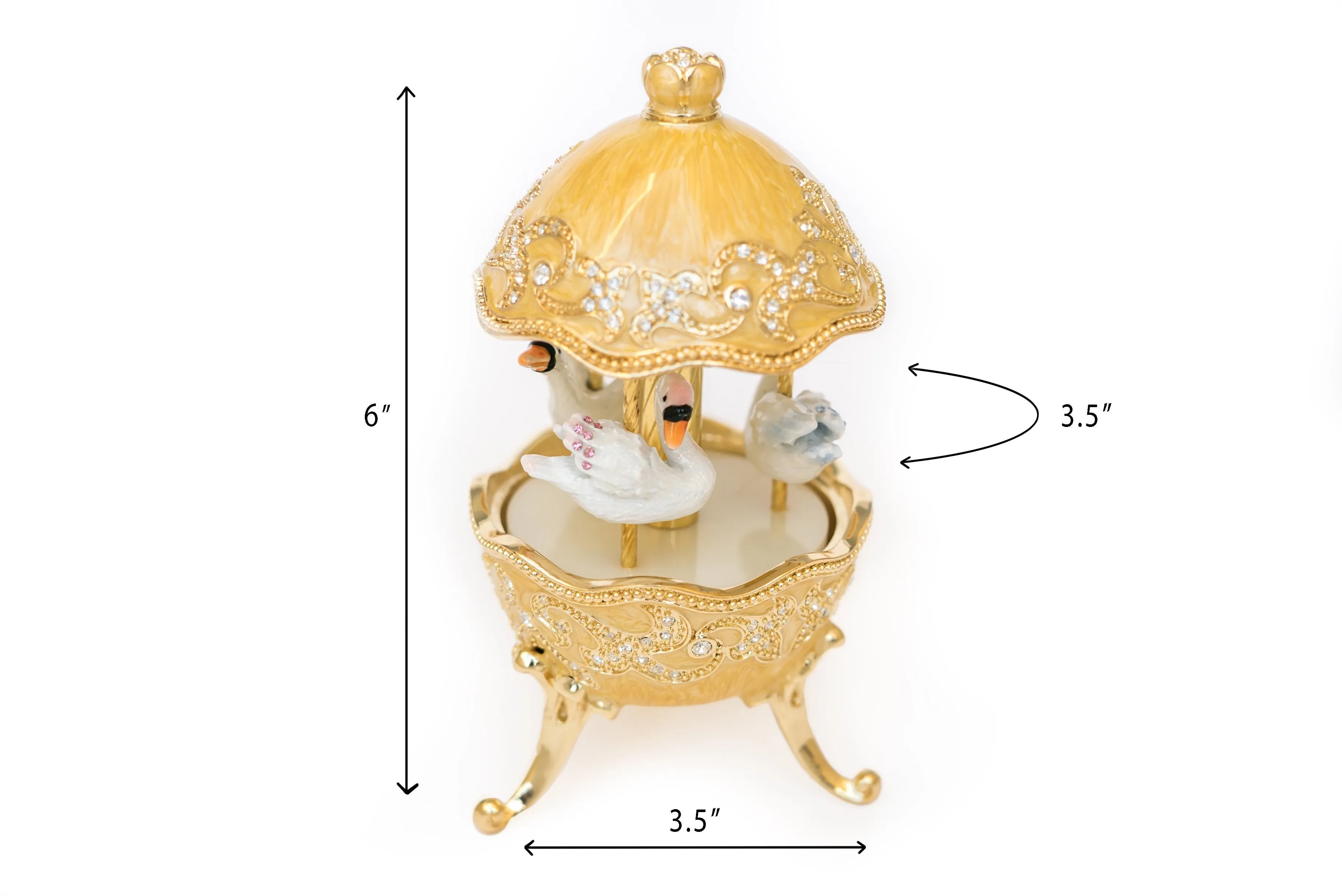 Yellow Carousel Egg with White Swans