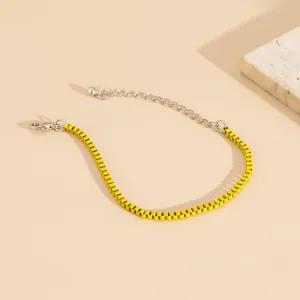 Yellow Enamel & Silver-Plated Box-Chain Bracelet
