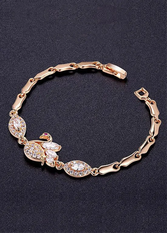 Zirconia Interlocking Rectangles 18K Gold Plated Bangle