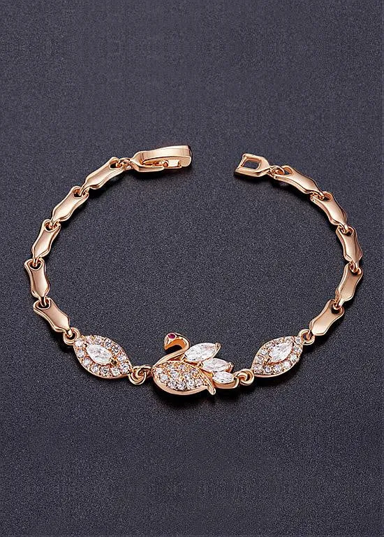 Zirconia Interlocking Rectangles 18K Gold Plated Bangle